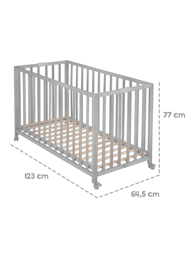Cuna plegable con ruedas y altura ajustable 'Roba Fold Up' Gris topo - Kiabi