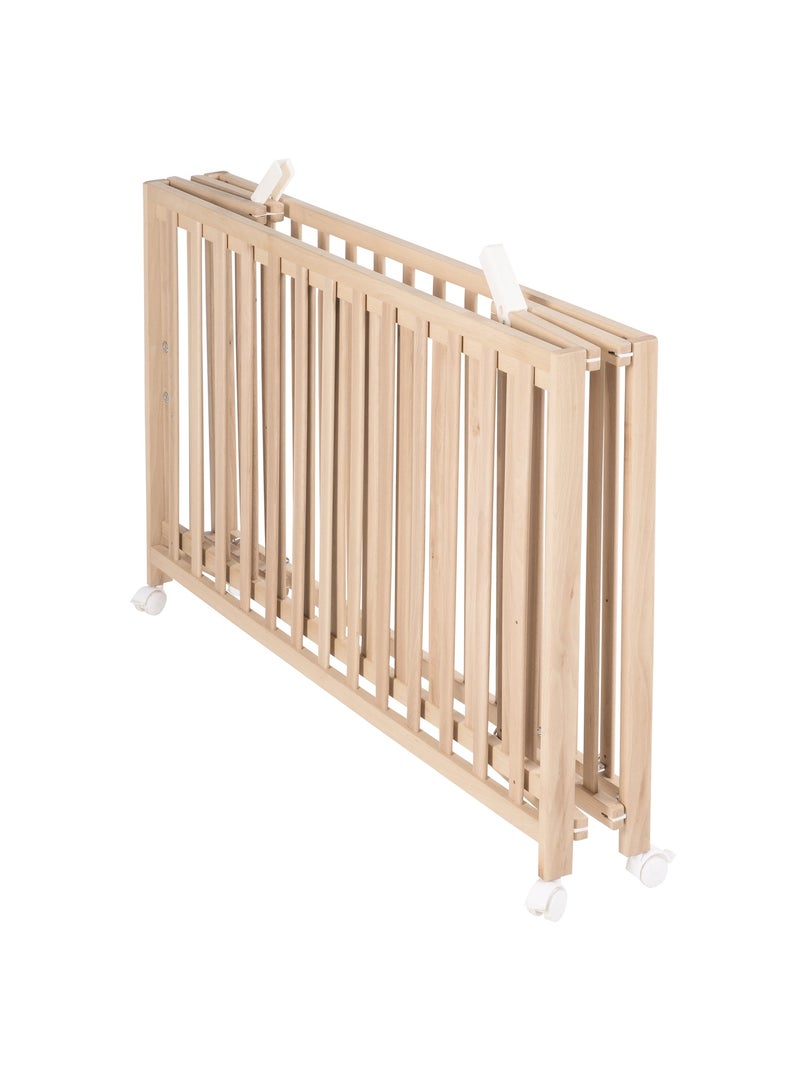Cuna plegable con ruedas y altura ajustable 'Roba Fold Up' Madera natural - Kiabi