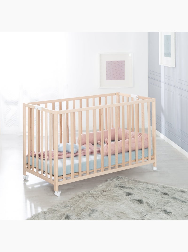 Cuna plegable con ruedas y altura ajustable 'Roba Fold Up' Madera natural - Kiabi
