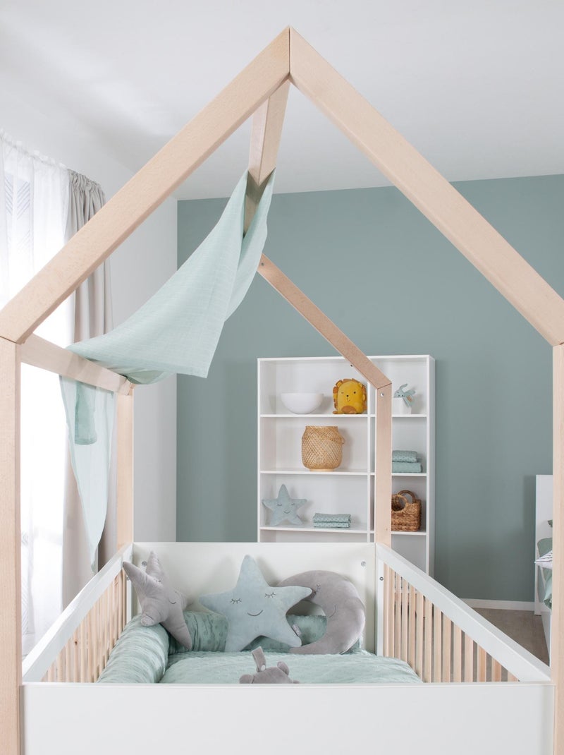 Cuna tipo casita convertible en cama infantil hasta 7 años - altura ajustable 'Roba' Blanco Marrón - Kiabi