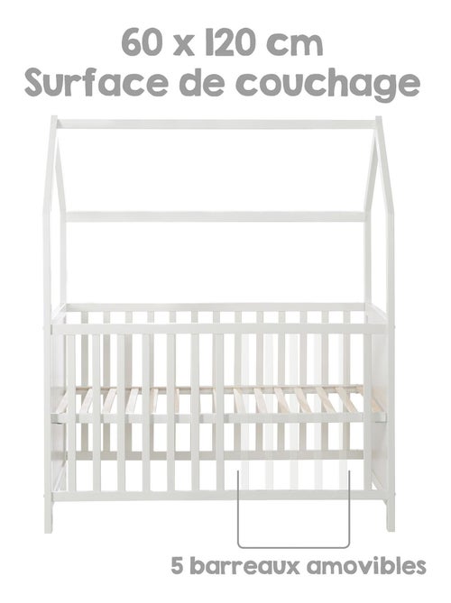 Cuna tipo casita convertible en colecho y sofá - altura ajustable 'Roba' - Kiabi