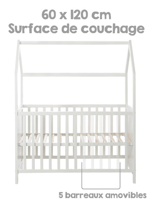 Cuna tipo casita convertible en colecho y sofá - altura ajustable 'Roba' - Kiabi