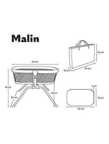 Cuna y cama inteligente LIONELO - Cuna de viaje - Hasta 9 kg - Con colchón - Bolsa de transporte