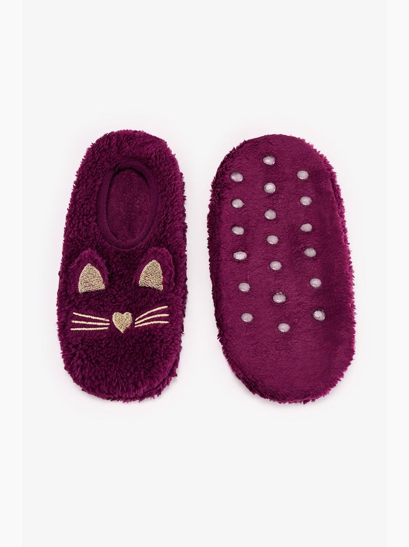Cuteness calcetines de estar por casa con estampado de gato penti Rojo burdeos - Kiabi