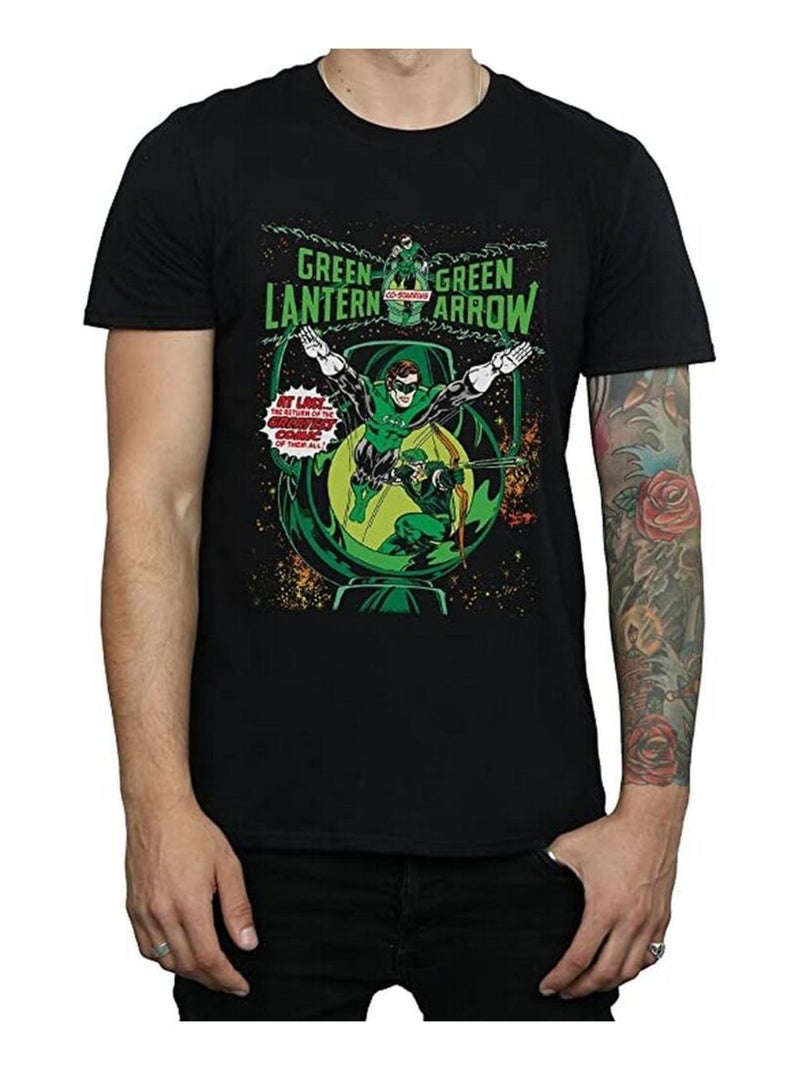 DC Comics - Camiseta de Linterna Verde y Flecha Verde Portada de Cómic de Algodón para Hombre Negro - Kiabi