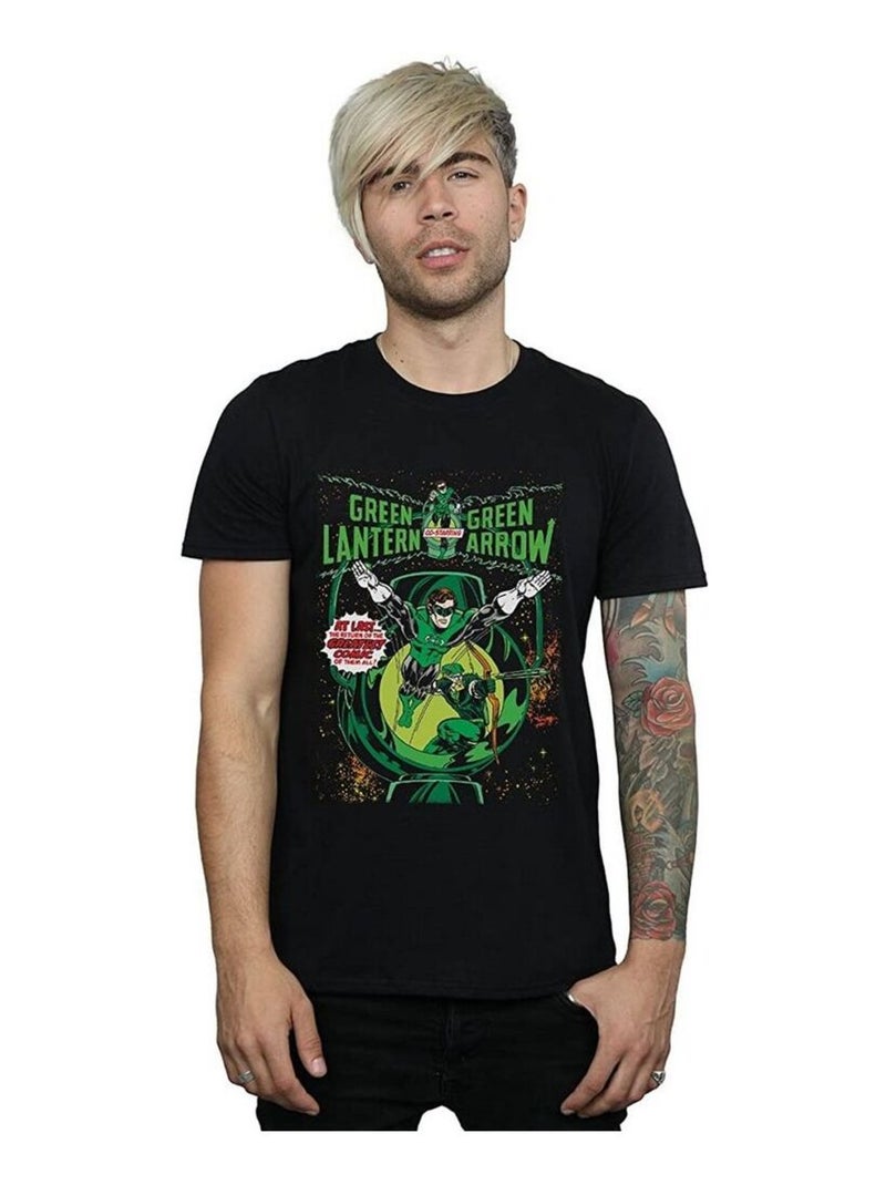 DC Comics - Camiseta de Linterna Verde y Flecha Verde Portada de Cómic de Algodón para Hombre Negro - Kiabi