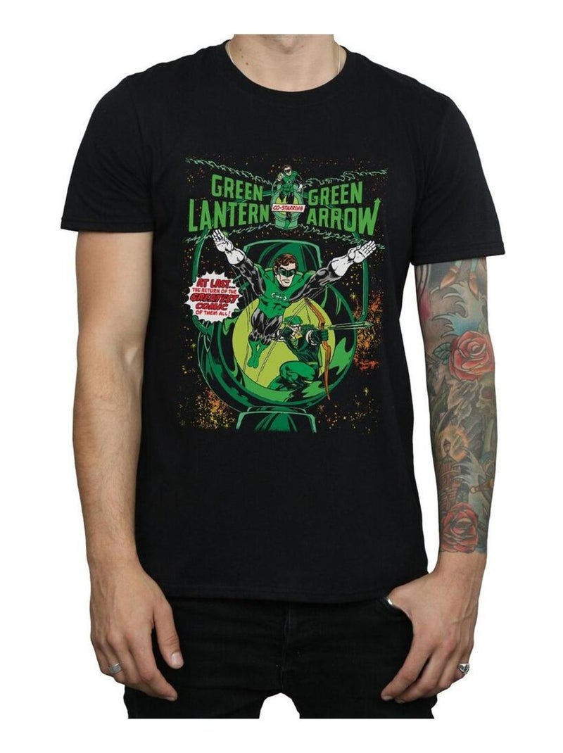 DC Comics - Camiseta de Linterna Verde y Flecha Verde Portada de Cómic de Algodón para Hombre Negro - Kiabi
