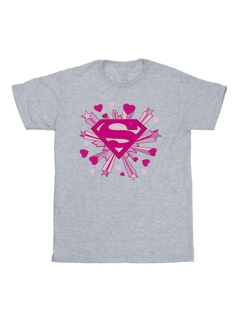 DC Comics - Camiseta de Superman Estrellas y Corazones para Hombre Gris jaspeado - Kiabi