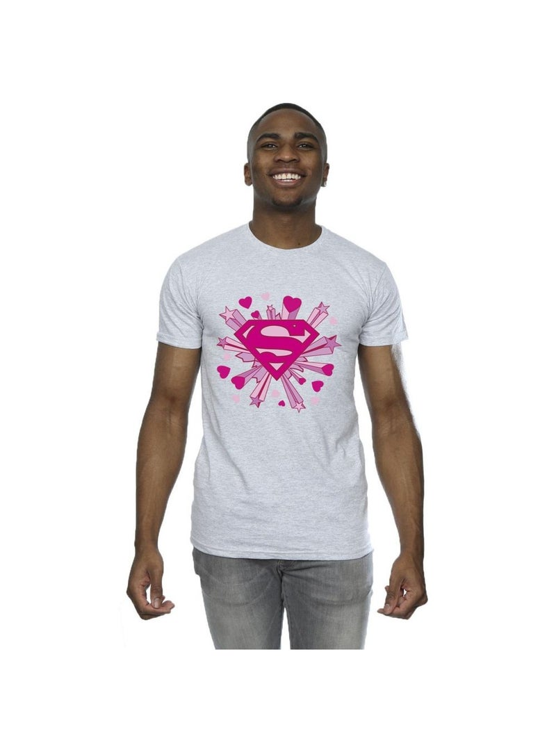 DC Comics - Camiseta de Superman Estrellas y Corazones para Hombre Gris jaspeado - Kiabi