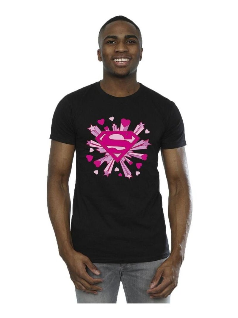 DC Comics - Camiseta de Superman Estrellas y Corazones para Hombre Negro - Kiabi