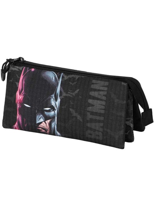 DC Comics Batman Face Estuche Portatodo Triple, Negro - Kiabi DC Comics Batman Face Estuche Portatodo Triple, Negro - Kiabi