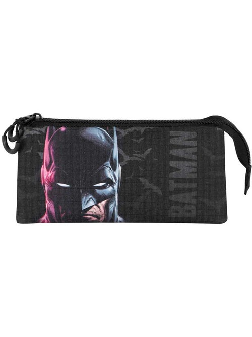 DC Comics Batman Face Estuche Portatodo Triple, Negro - Kiabi DC Comics Batman Face Estuche Portatodo Triple, Negro - Kiabi