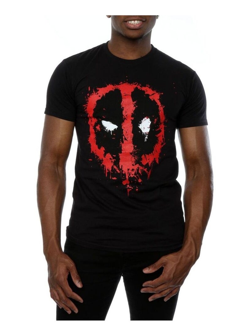 Deadpool - Camiseta Cara Splat de Algodón para Hombre Negro - Kiabi