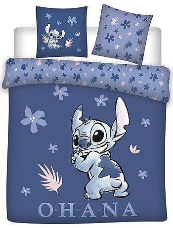 Déco Disney - Parure de Lit Coton Double Stitch Ohana - Housse de Couette 240x220 Taies 65x65 cm