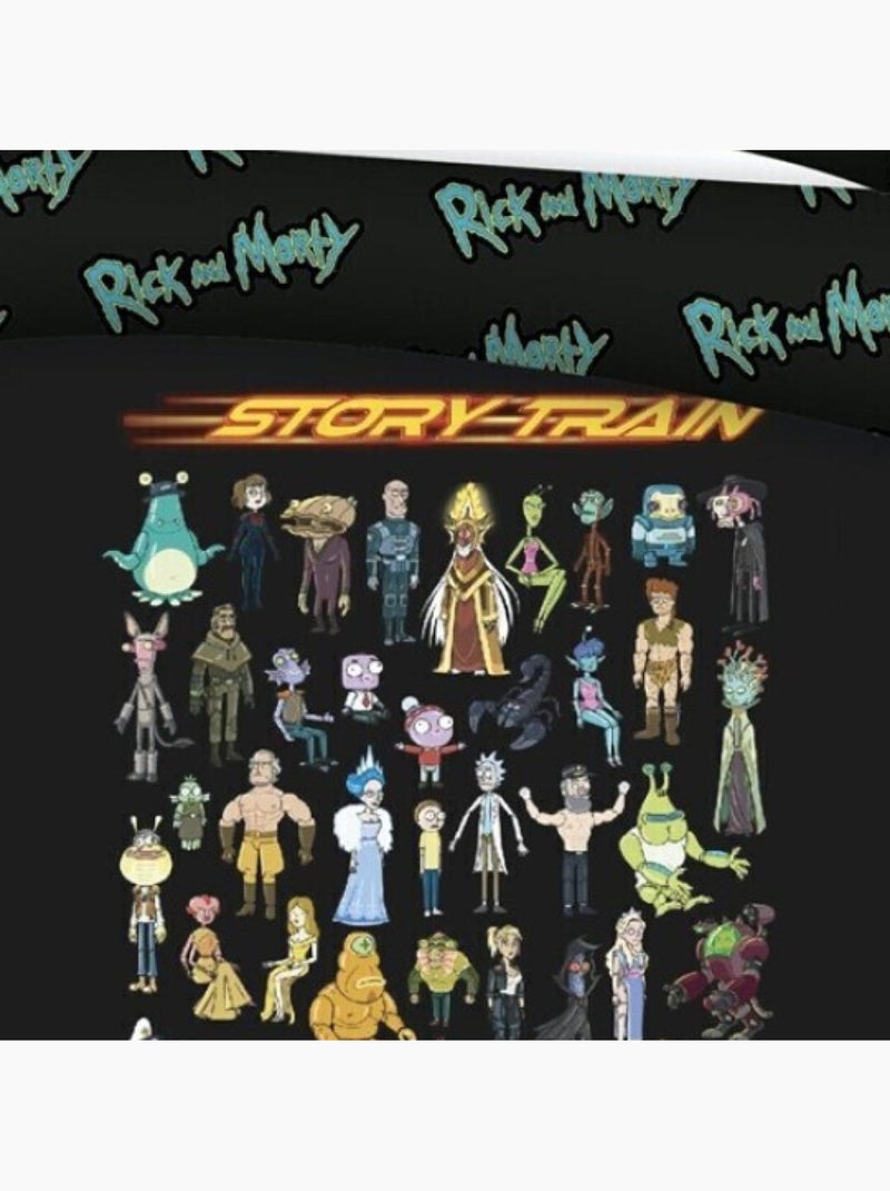 Decoración Dormitorio - juego de sabanas doble algodón Rick y Morty - funda nórdica 240x220 Negro Negro - Kiabi