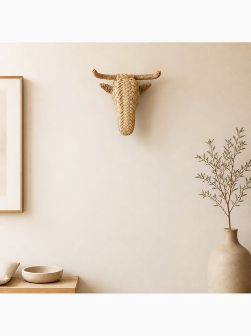 Decoración mural con cabeza de alce de paja - Kiabi