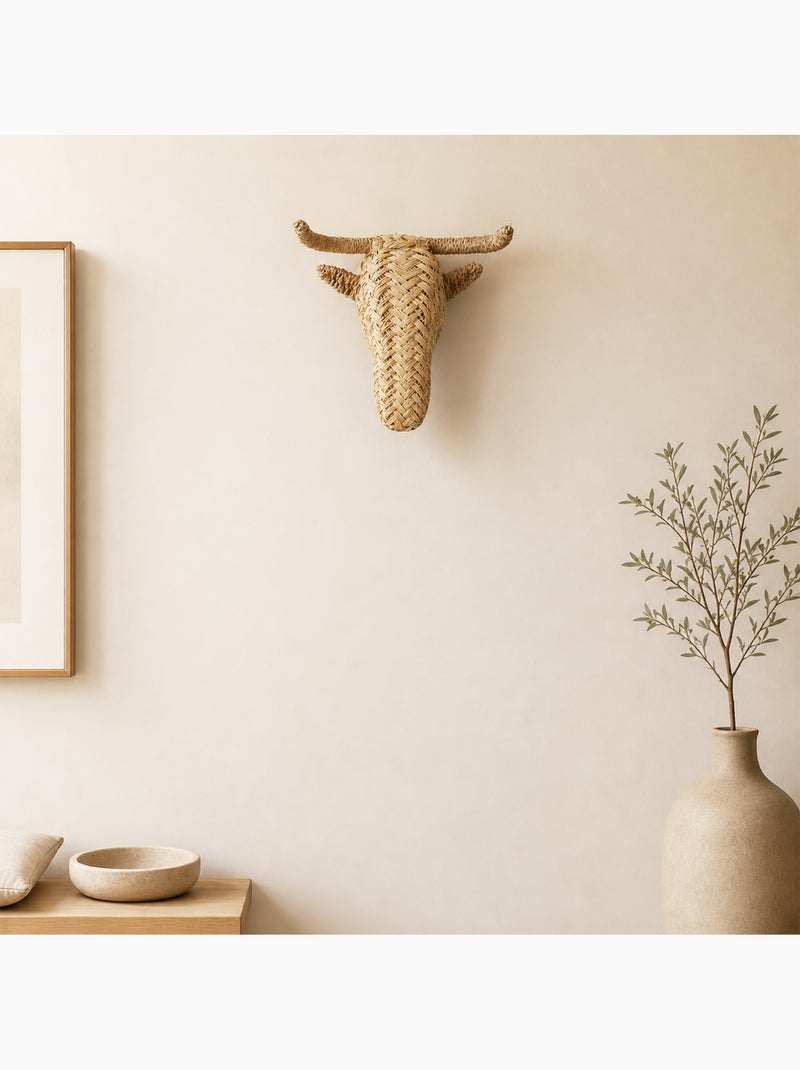 Decoración mural con cabeza de alce de paja Beige - Kiabi