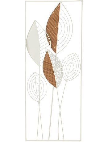 Decoración mural con hojas de metal y madera - AFIBEL