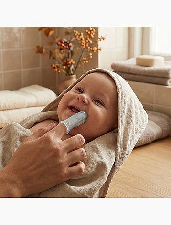 Dedal cepillo dental silicona bebé lote 2 azul