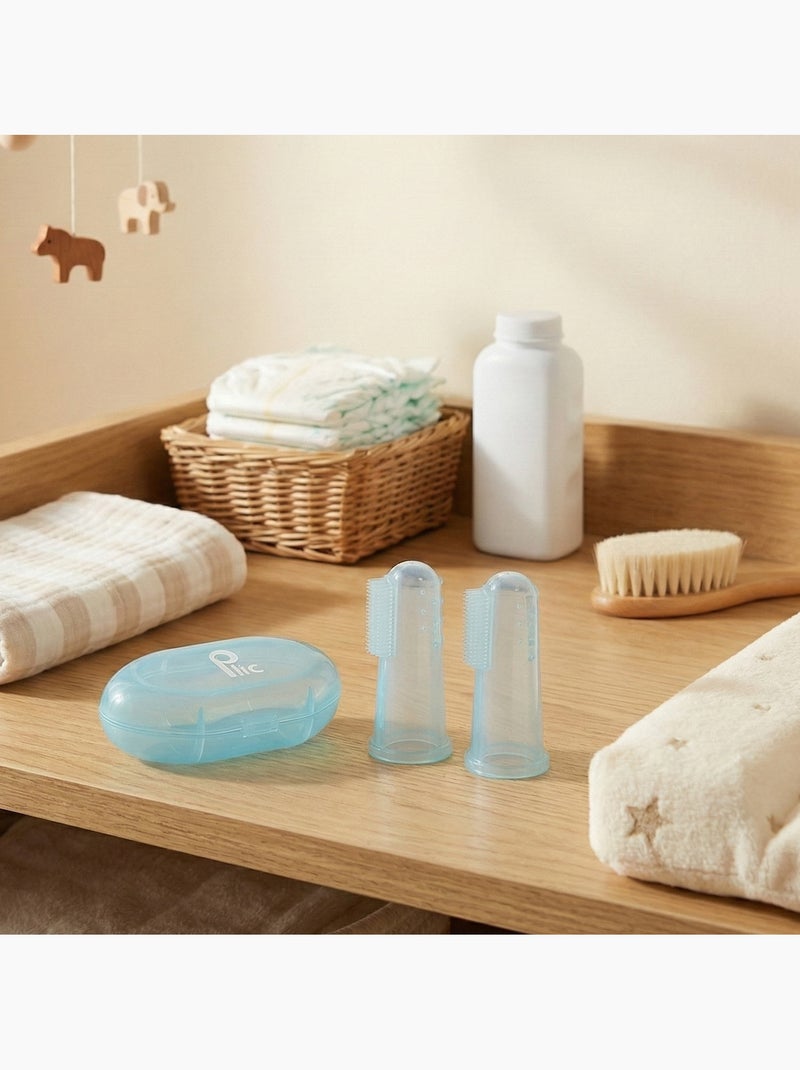 Dedal cepillo dental silicona bebé lote 2 Azul - Kiabi