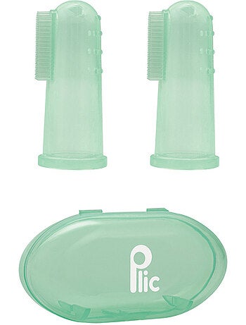 Dedal cepillo dental silicona bebé lote 2 azul