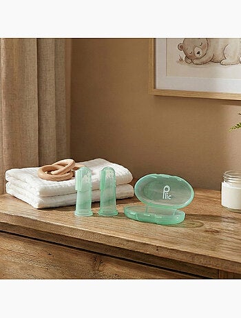 Dedal cepillo dental silicona bebé lote 2 azul