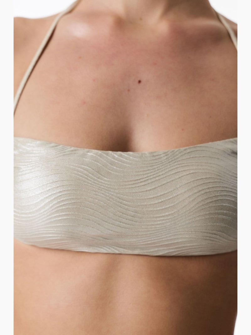 Deja top de bikini bandeau brillante penti Crema - Kiabi