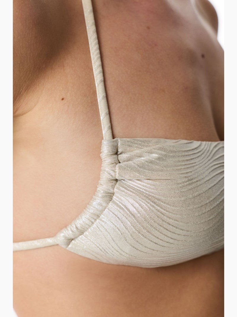 Deja top de bikini bandeau brillante penti Crema - Kiabi