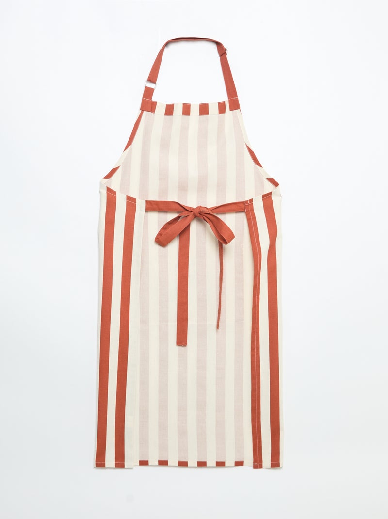 Delantal a rayas con bolsillo bordado Beige - Kiabi