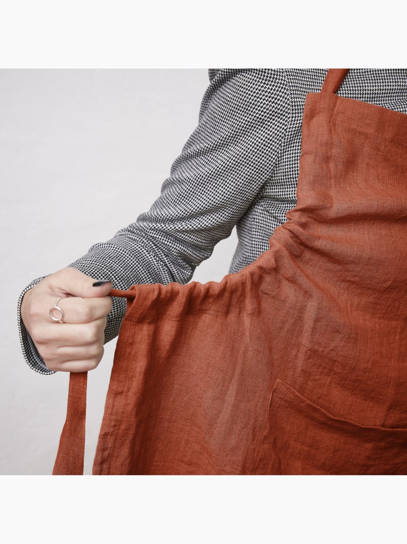 Delantal ajustable – lino lavado francés 160 g/m² – soline Naranja - Kiabi