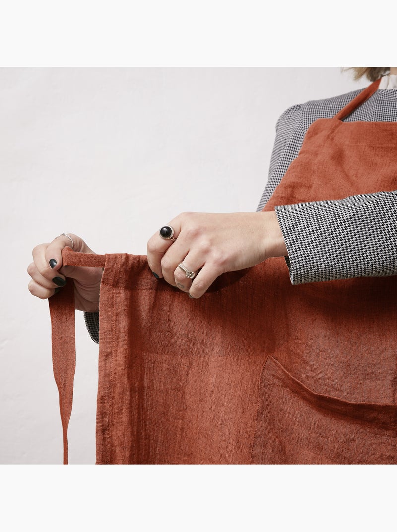 Delantal ajustable – lino lavado francés 160 g/m² – soline Naranja - Kiabi