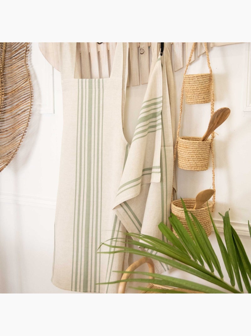 Delantal de cocina a rayas Polyline Verde oliva - Kiabi