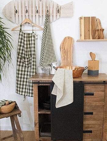 Delantal de cocina con estampado vichy