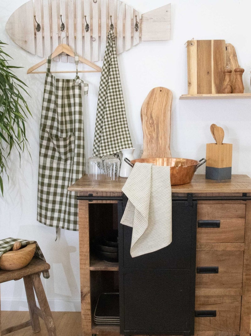 Delantal de cocina con estampado vichy Caqui - Kiabi