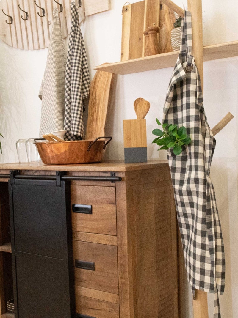 Delantal de cocina con estampado vichy Gris antracita - Kiabi