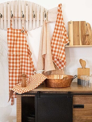 Delantal de cocina con estampado vichy