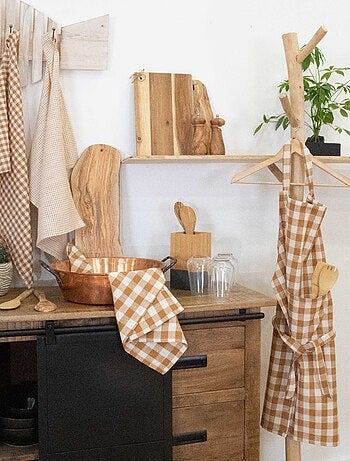 Delantal de cocina con estampado vichy