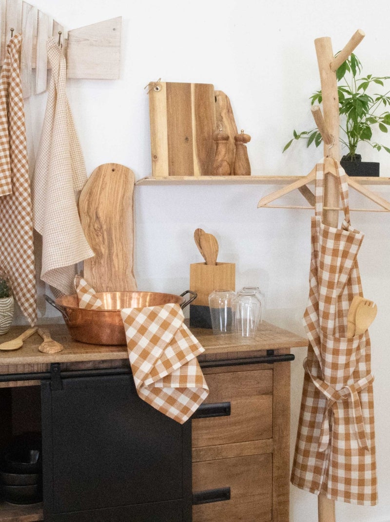 Delantal de cocina con estampado vichy Marrón oscuro - Kiabi