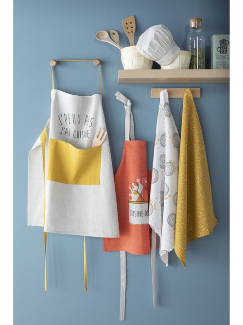 Delantal de cocina para adultos 100% algodón «No puedo, ¡tengo cocina» – Future Home - Kiabi