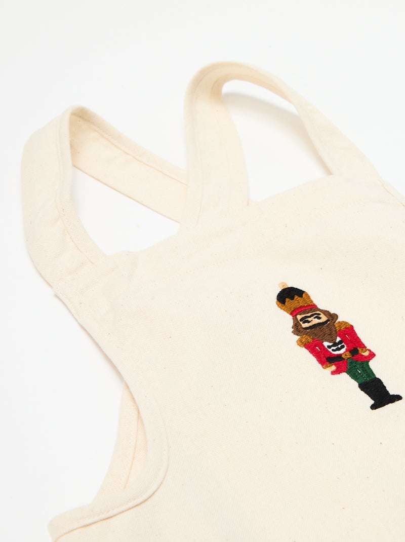 Delantal infantil estampado navideño de algodón 55x49 cm Beige - Kiabi