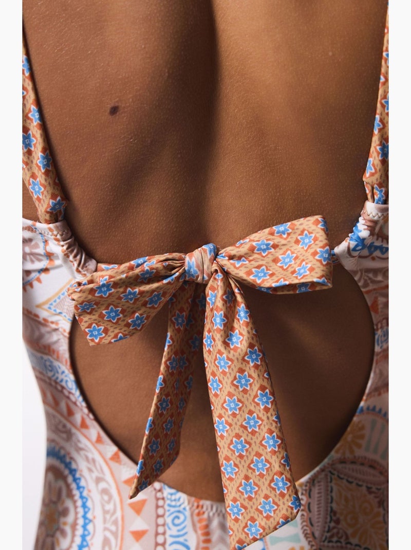 Della bañador con estampado étnico y forro extraíble penti Blanco Naranja Azul - Kiabi