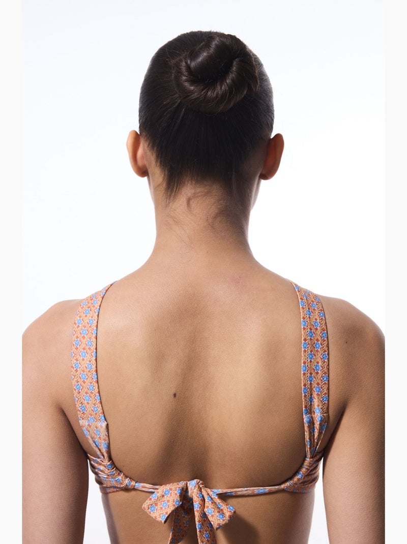 Della top de bikini con estampado étnico y cuello halter penti Blanco Naranja Azul - Kiabi
