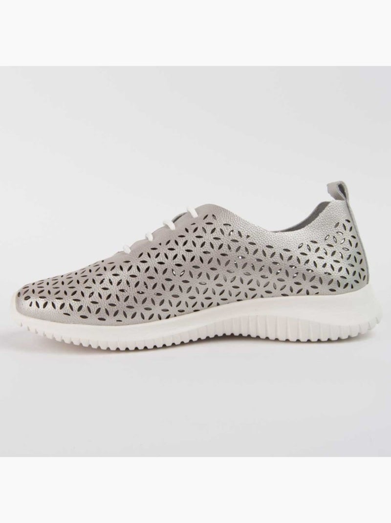 Deportiva Casual Cuero Purapiel Plata - Kiabi
