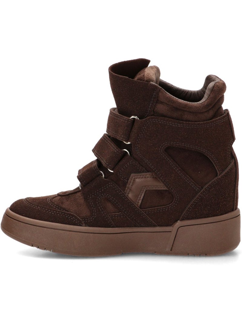 Deportivas casual mujer cuña alta - isteria Marrón capuchino - Kiabi