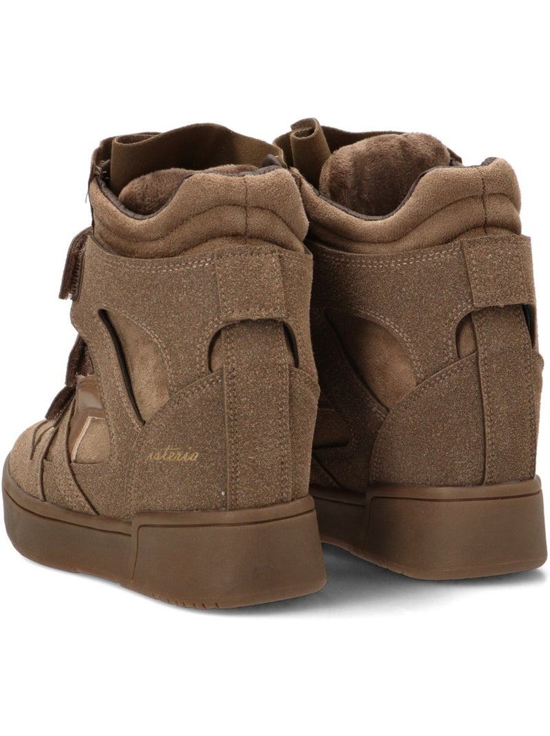 Deportivas casual mujer cuña alta - isteria Taupe - Kiabi