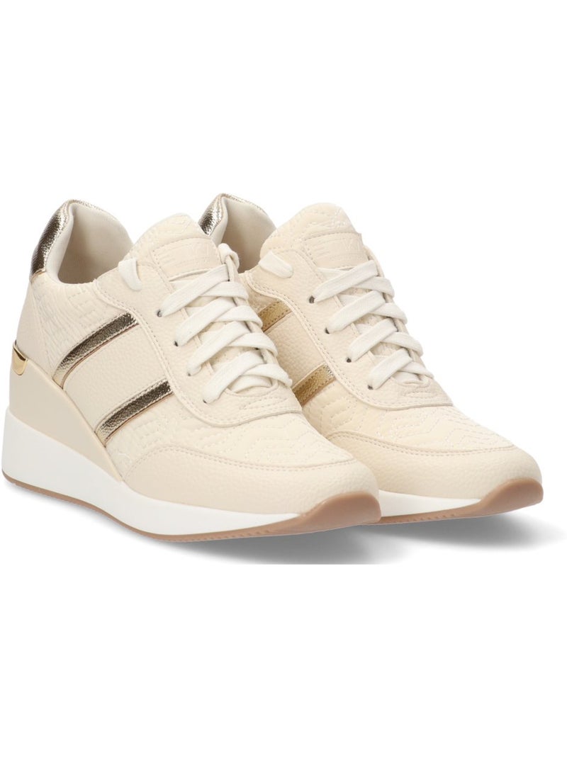 Deportivas casual mujer cuña media - etika Beige - Kiabi