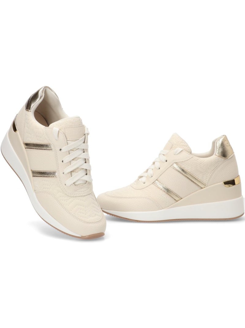 Deportivas casual mujer cuña media - etika Beige - Kiabi