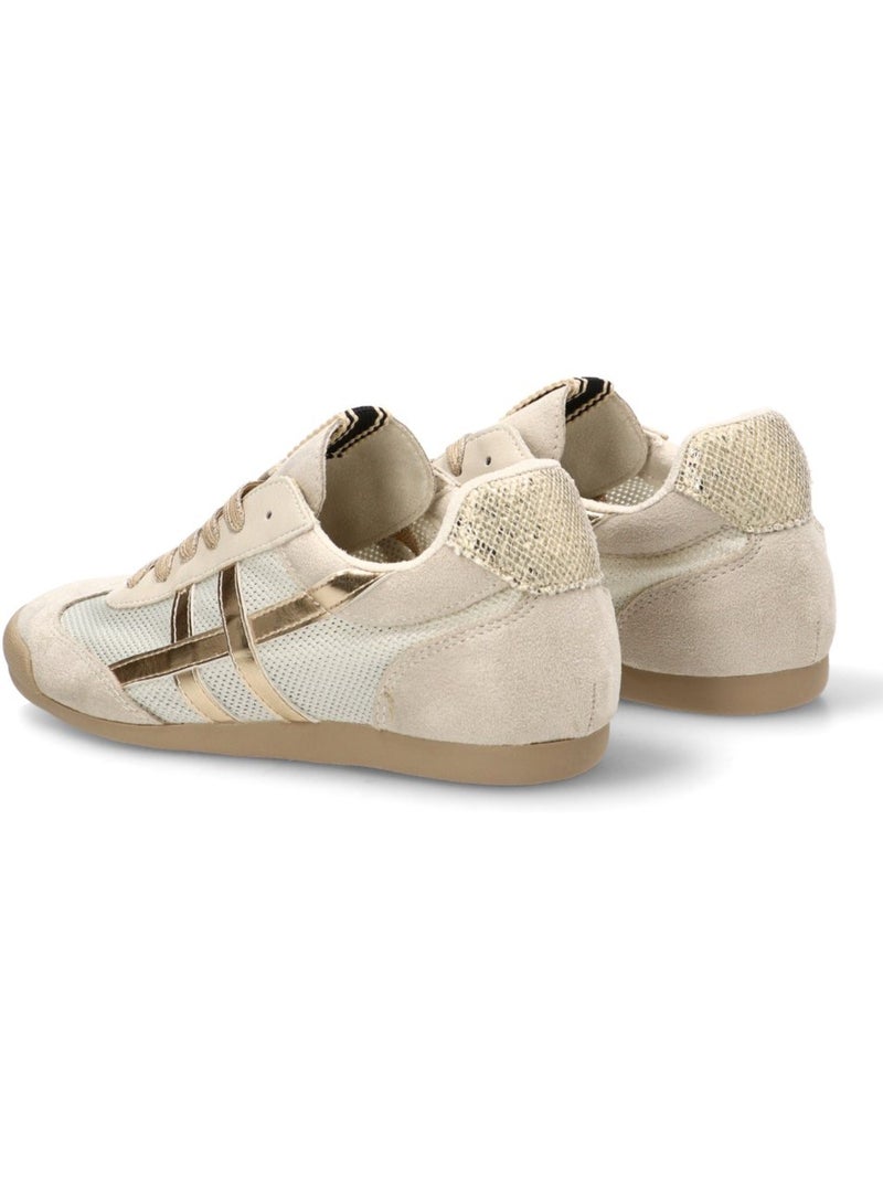 Deportivas Casual Mujer Suela Plana - Corina Beige/Blanco perlado/Platino - Kiabi