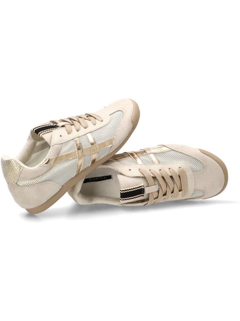 Deportivas Casual Mujer Suela Plana - Corina Beige/Blanco perlado/Platino - Kiabi