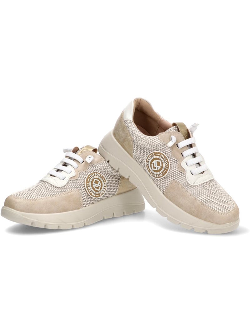 Deportivas Casual Mujer Suela Plana - Mysoft Beige/Blanco perlado/Platino - Kiabi
